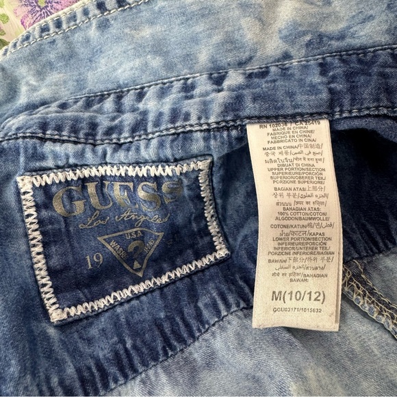 Guess dress high low denim look vest button up with floral skirt attached y2k - Picture 8 of 10